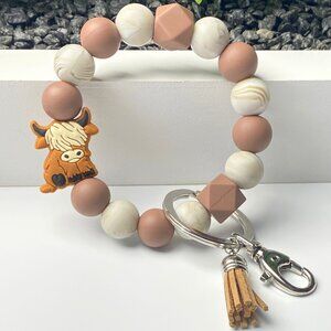 Highland Cow Silicone Bead Keychain